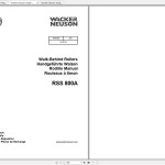Wacker Neuson RSS800A Operator's Manual, Repair Manual & Parts Catalog 0006582