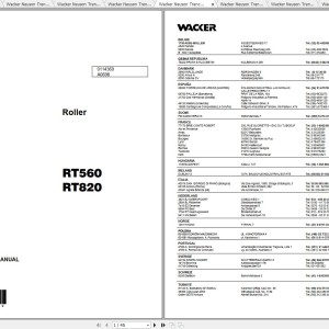 Wacker Neuson RT 560 Operator's Manual, Repair Manual & Parts Catalog 0007643