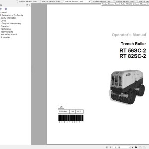 Wacker Neuson RT 82-SC2 Operator's Manual, Repair Manual & Parts Catalog 0620293