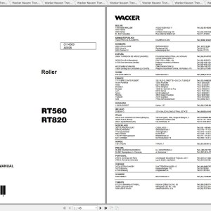 Wacker Neuson RT 820 Operator's Manual, Repair Manual & Parts Catalog 0007652