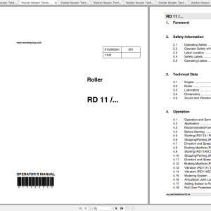 Wacker Neuson RD11A Operator's Manual, Repair Manual & Parts Catalog 0007693