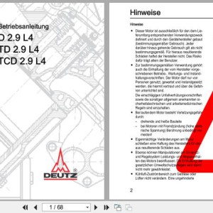 Deutz D2.9L4 TD2.9L4 TCD2.9L4 Operation Manual 03123892de 2012 DE