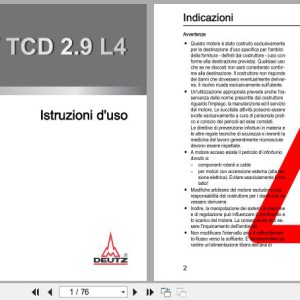 Deutz D2.9L4 TD2.9L4 TCD2.9L4 Operation Manual 03124696it 2015 IT