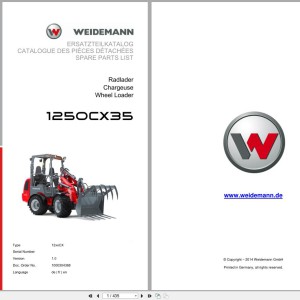 Weidemann 1250CX35 12xxCX Spare Parts Catalog PDF 1000304368 04.2019 DE FR EN