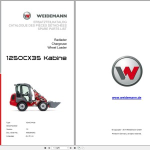 Weidemann 1250CX35 Kabine 12xxCX Kab Spare Parts Catalog PDF 1000304372 04.2019 DE FR EN
