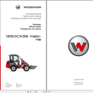 Weidemann 1250CX35 Kabine Spare Parts Catalog PDF 07.2025 DE EN FR