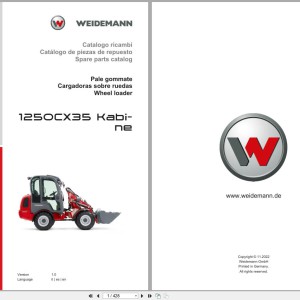 Weidemann 1250CX35 Kabine Spare Parts Catalog PDF 11.2022 IT ES EN