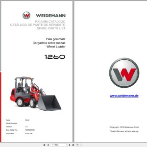 Weidemann 1260 RL22 Spare Parts Catalog PDF 1000326020 2016 IT ES EN
