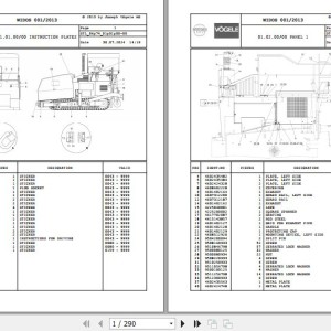 Wirtgen Vogele SUPER 2500 06.74 2035126 Parts Catalog