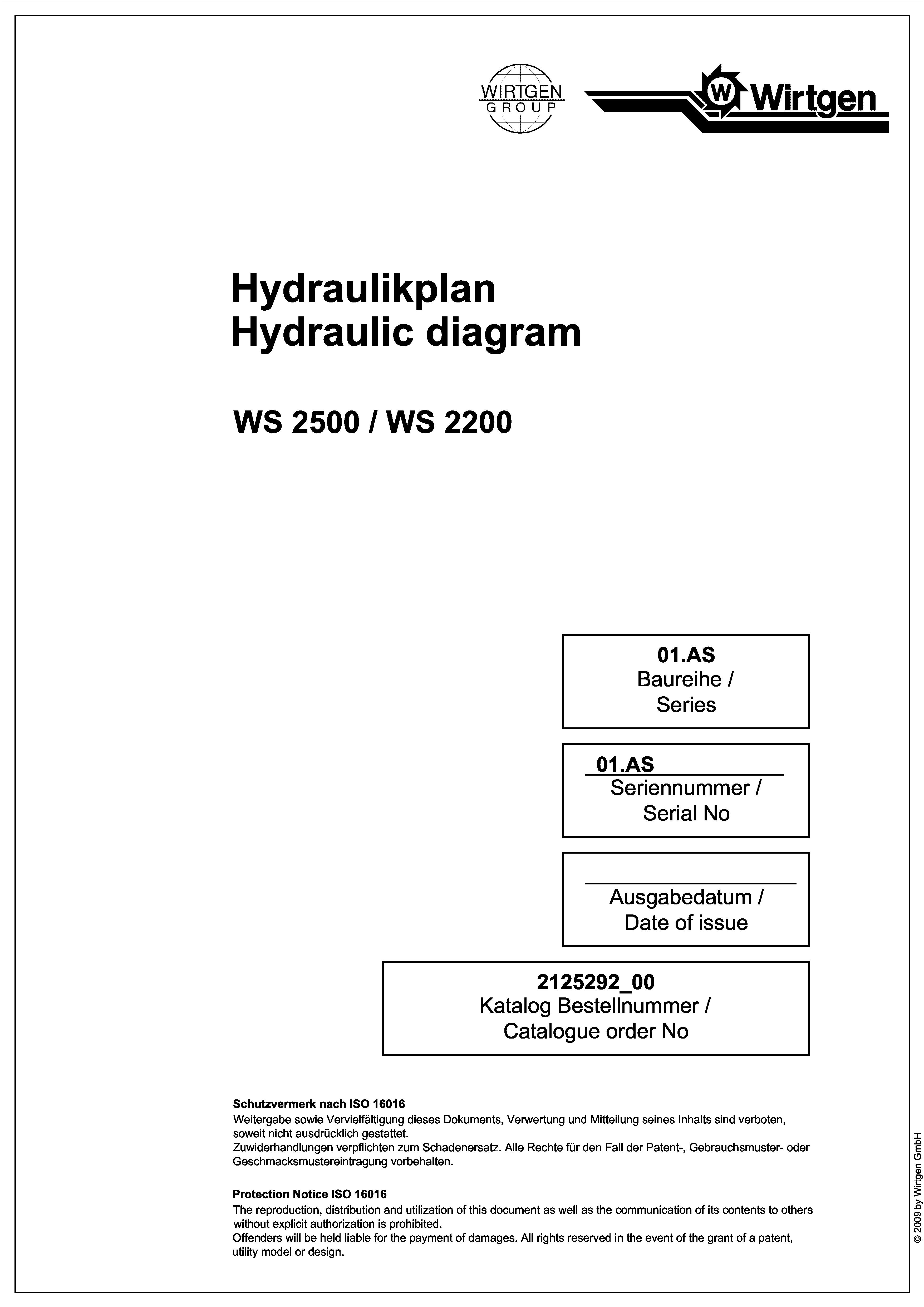 Ws2500 Wirtgen WS 2500 WS 2200 Hydraulic Diagrams