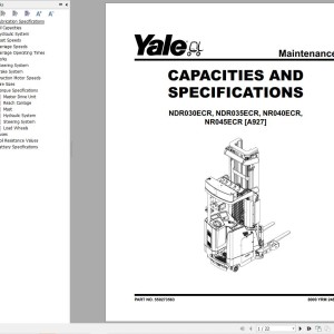 Yale A927 (NR040ECR, NDR030ECR,NDR035ECR, NR045ECR) NEW Service Manual