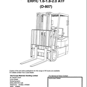 Yale D807 (ERP 16_18_20 ATF Diabolo [Up to D807A02353W]) Service Manual