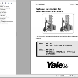 Yale B868 (MTC10 - MTC13 - MTC13 LWB [NTA030SB]) Service Manual