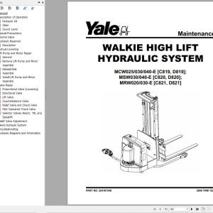 Yale D819 (MCW025E, MCW030E, MCW040E) Service Manual