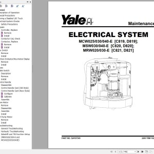 Yale D821 (D821 MRW020E, MRW030E, D820 MSW040-E) Service Manual