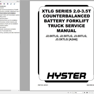 Hyster J2.0XTLG J2.5XTLG J3.0XTLG J3.5XTLG Europe (A2A6) Service Manual 2025