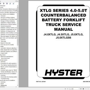 Hyster J4.0XTLG J4.5XTLG J5.0XTLG J5.0XTLGS6 Europe (A2A7) Service Manual 2024