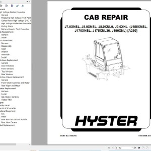 Hyster J7.0XNLS J8.0XNSL J8.0XNL9 J9.0XNL (A250) Service Manual 2024