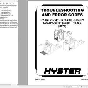 Hyster P2.0S P2.5S P3.0S LO2.0P LO2.5P LO3.0P (A3D9) Service Manual 2024