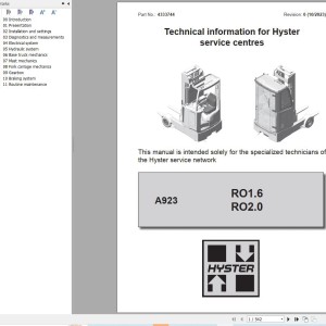 Hyster RO1.6 RO2.0 Service Manual 4333744