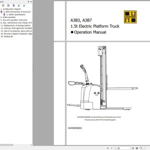 Hyster S1.5-UTS (A3B3) SS1.5R-UT (A3B7) Operation Maintenance Manual 4245859