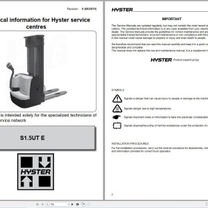 Hyster S1.5UT E (A3C2) Service Manual 4267929