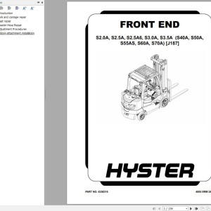 Hyster S2.0A S2.5A S2.5A6 S3.0A S3.5A (J187) Service Manual 2025
