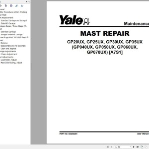 Yale GP20UX to GP070UX (A7S1) Service Manual 2025