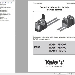 Yale MO10L MO20 MO20P MO20X MO25 MO50T MO70T (E857) Service Manual 2025
