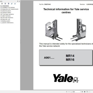 Yale MR14 to MR25 (A961) Service Manual 550273143