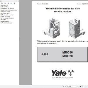 Yale MRO16 MRO20 (A984) Service Manual 550265987