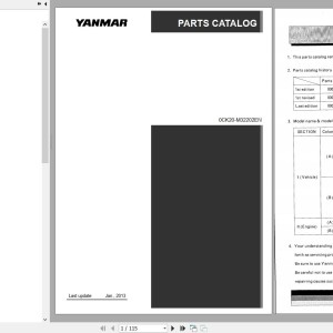 Yanmar V3-3 V4-3 Engine 3TNE84-KAH 3TNE84T-KAH Parts Catalog 0CK20-M32202