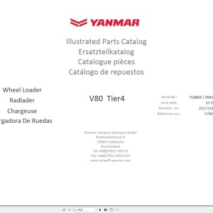 Yanmar V80 Tier 4 Parts Catalog 5780401705