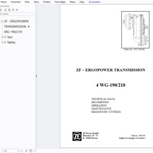 ZF Ergopower 4WG-190 4WG-210 Operation Maintenance Diagnostic Manuals 5872194002
